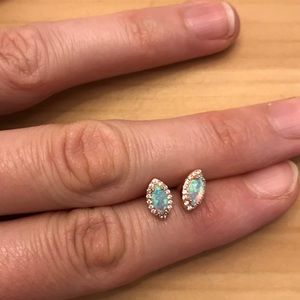 Rose gold plated opal earrings